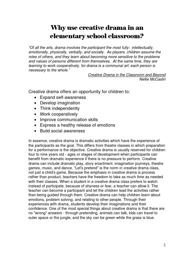 Creative Drama in Elementary Education | PDF | Differentiated ...