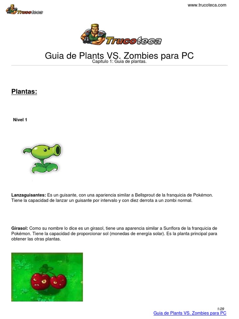 Guia Trucoteca Plants Vs Zombies PC PDF | PDF | Zombis | Hongo, image size:768x1024