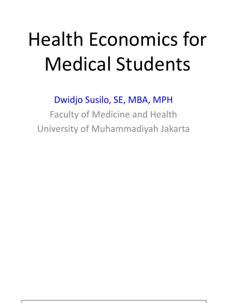 Health Economics For MedStud | PDF | Career & Growth | Business