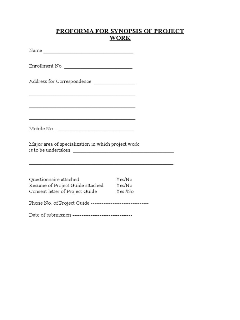 Project Synopsis Submission Form | PDF