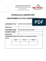 Hydraulics Laboratory Department of Civil Engineering: Experiment Title