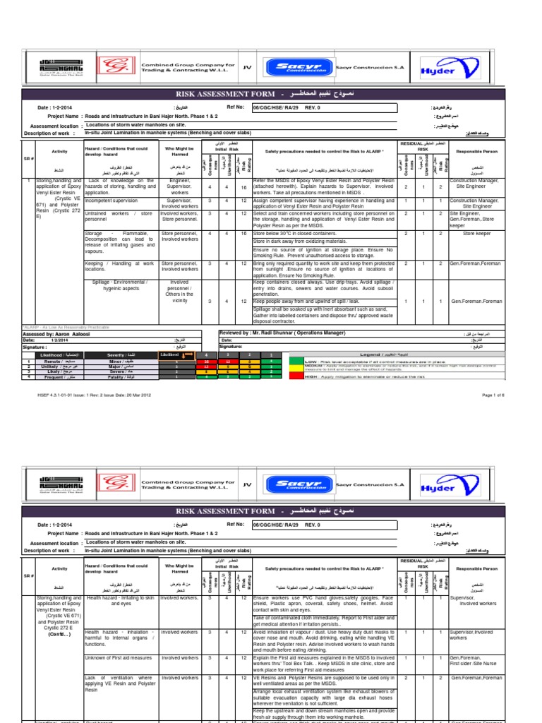 GRP Pipe Installation Risk Assessment | PDF | Nature