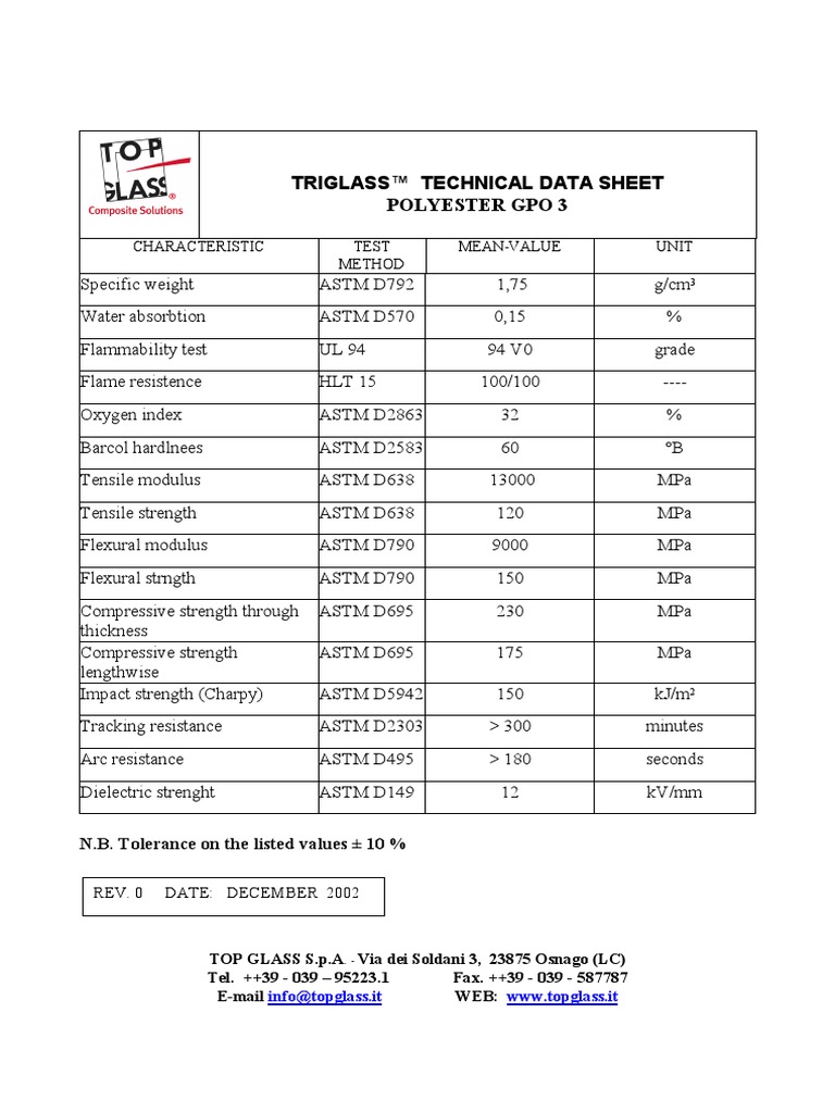 GPO-3 Polyester Technical Data Sheet | PDF | Home & Garden | Science ...