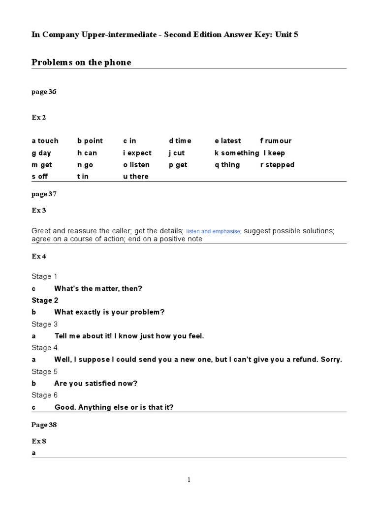 In Company Upper-Intermediate Unit 5 Answers | PDF