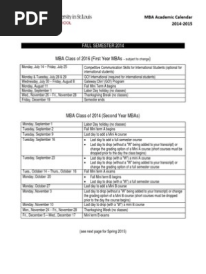 MBA Calendar 2014 15