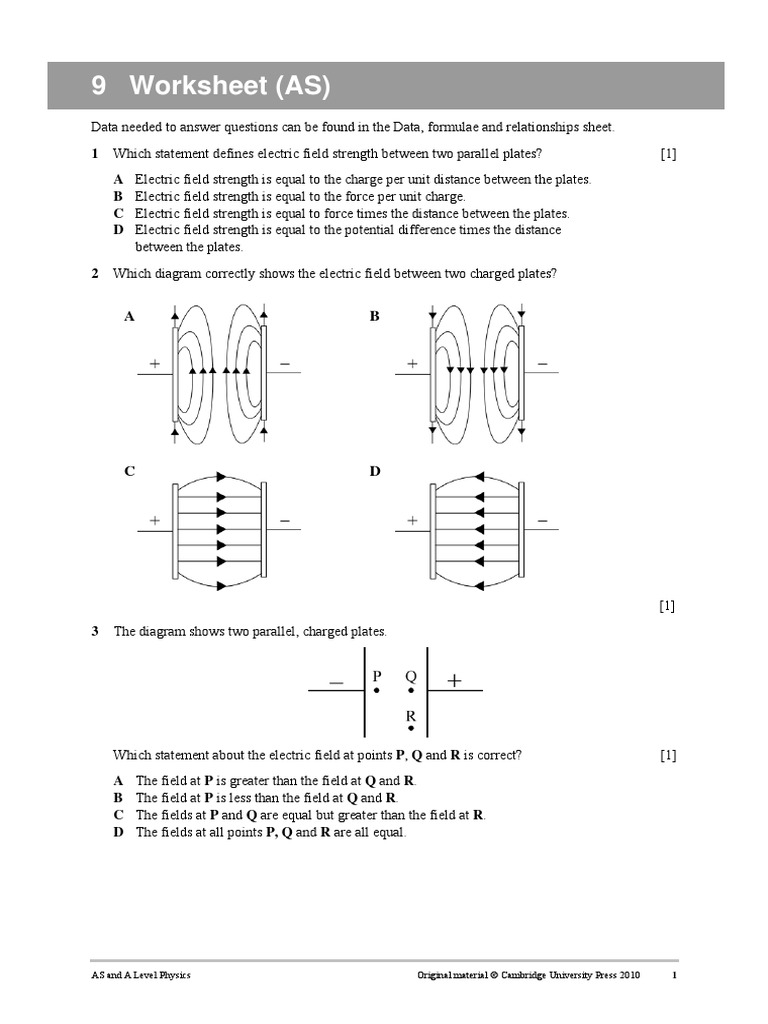 Worksheet 09 PDF | Electric Field | Electric Charge