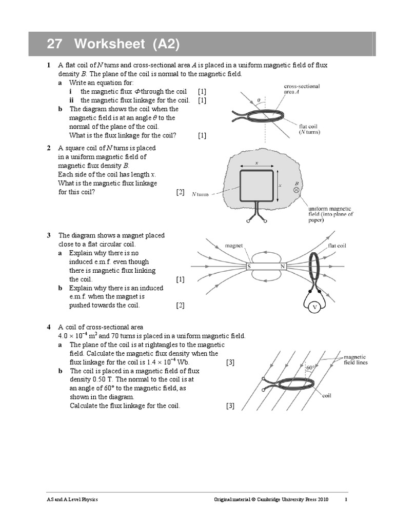 Worksheet 27 PDF | PDF | Magnetic Field | Inductor