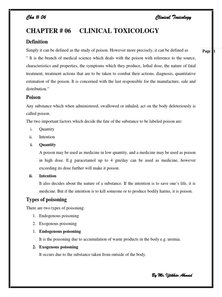 Overview of Clinical Toxicology | PDF | Poison | Pharmacy