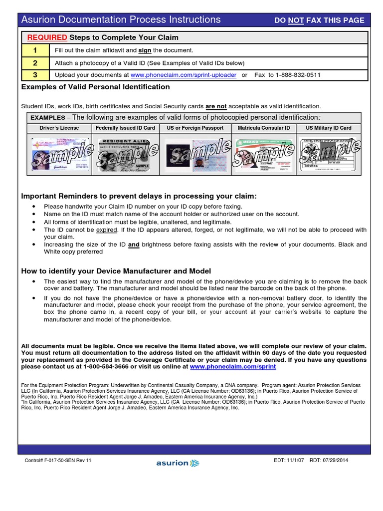 Asurion Affidavit PDF Identity Document Government
