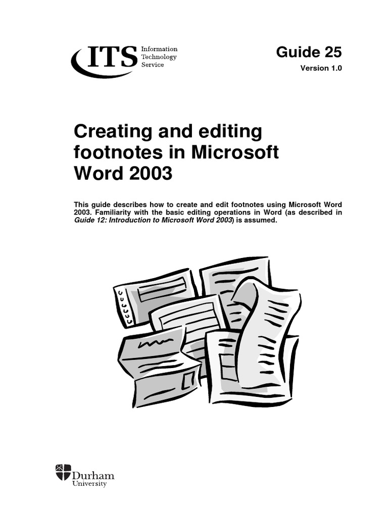 Creating and Editing Footnotes in Microsoft Word 2003: Guide 25 | PDF
