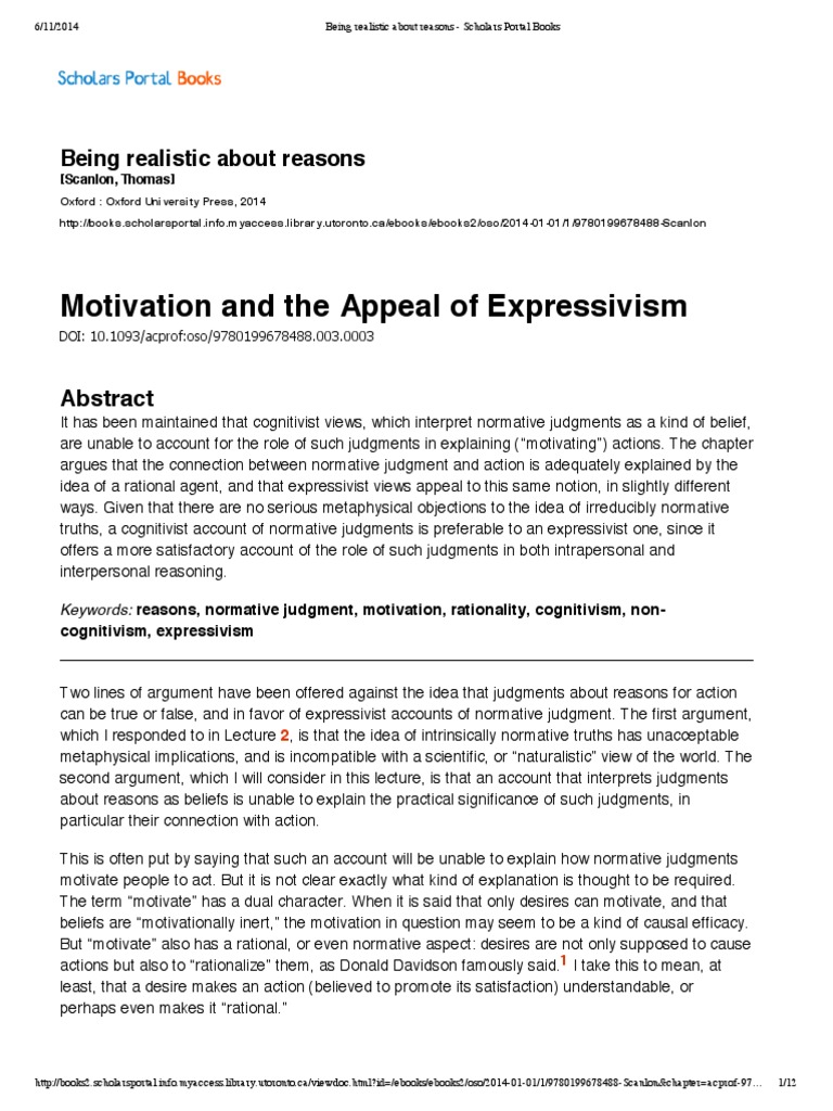 Ch.3 Motivation and The Appeal of Expressivism | PDF | Reason | Rationality