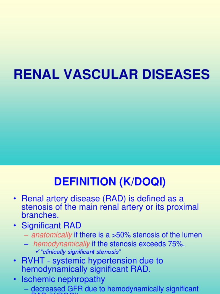 Renal Vascular Disease Overview | PDF | Hypertension | Chronic Kidney ...