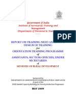 Orientation Training Report: Ministry of Rural Development