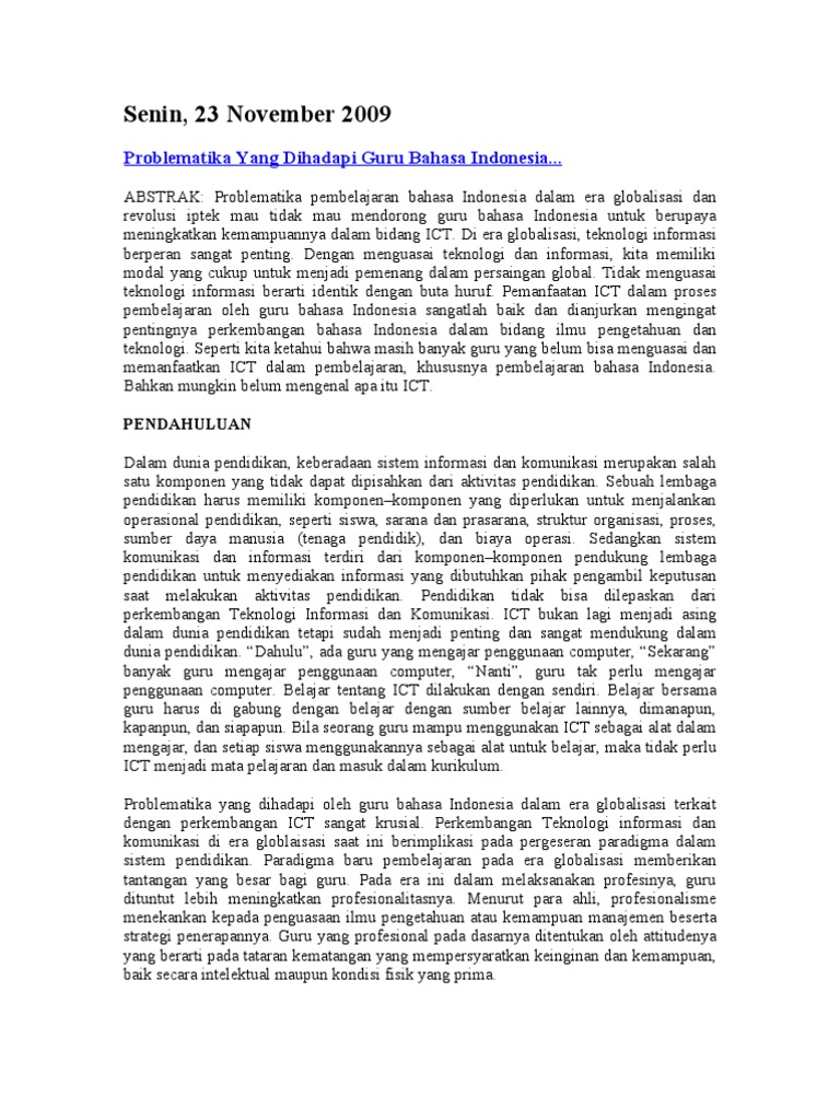 Problematika Bahasa Indonesia