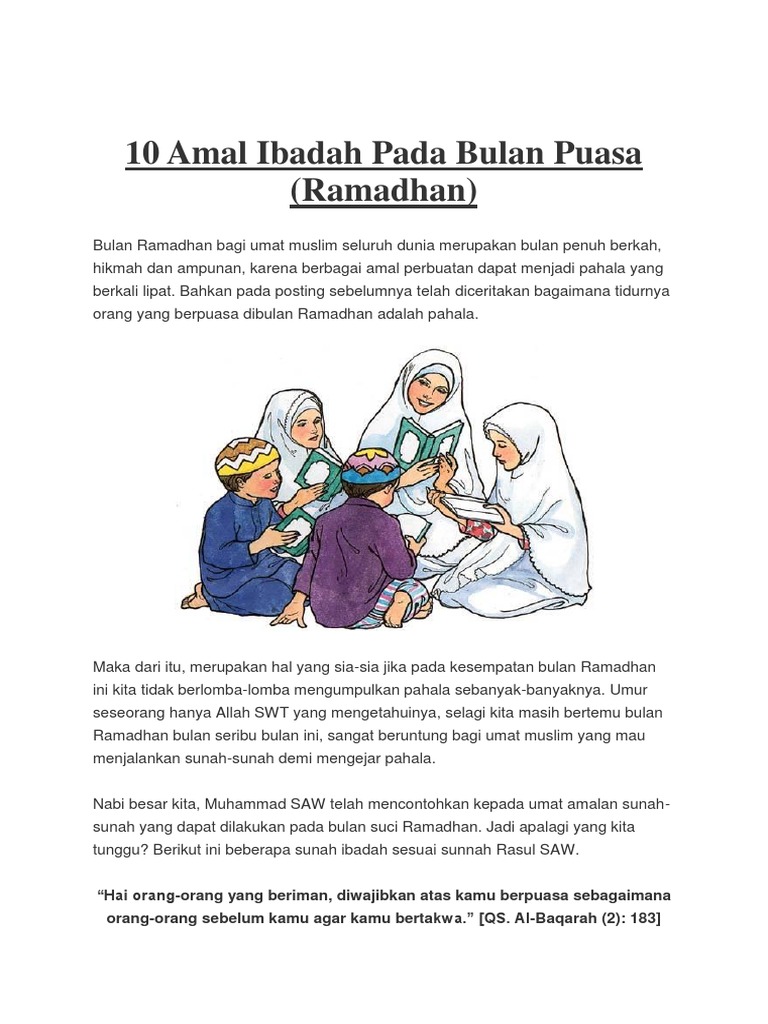 10 Amal Ibadah Pada Bulan Puasa