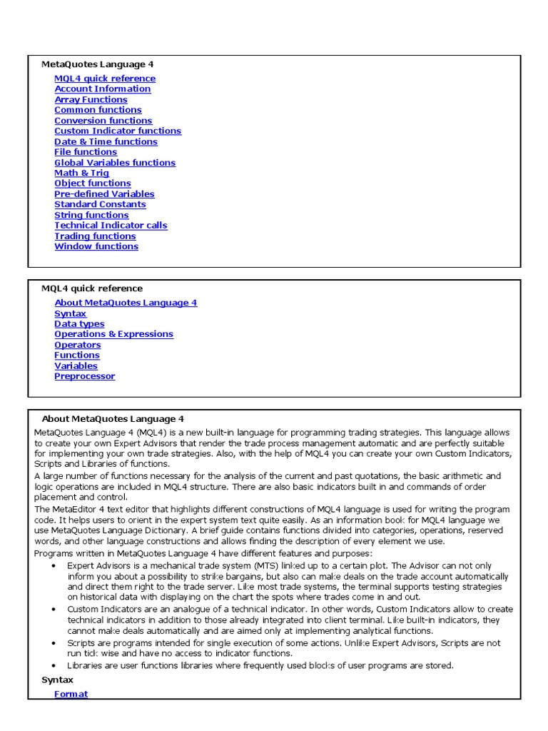 mql4 Manual PDF | PDF | Parameter (Computer Programming) | Array Data ...