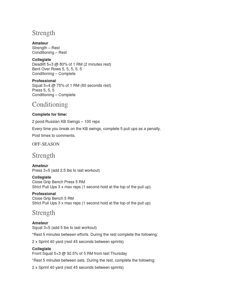 Comprehensive Strength and Conditioning Program | PDF