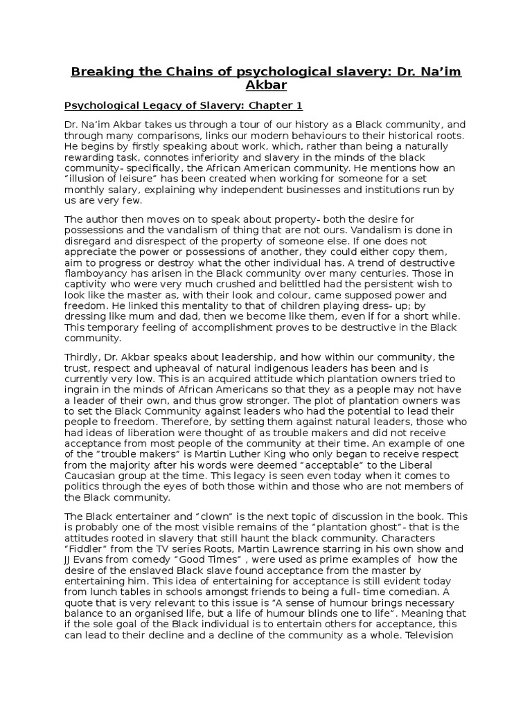 Breaking The Chains of Psychological Slavery Slavery Consciousness