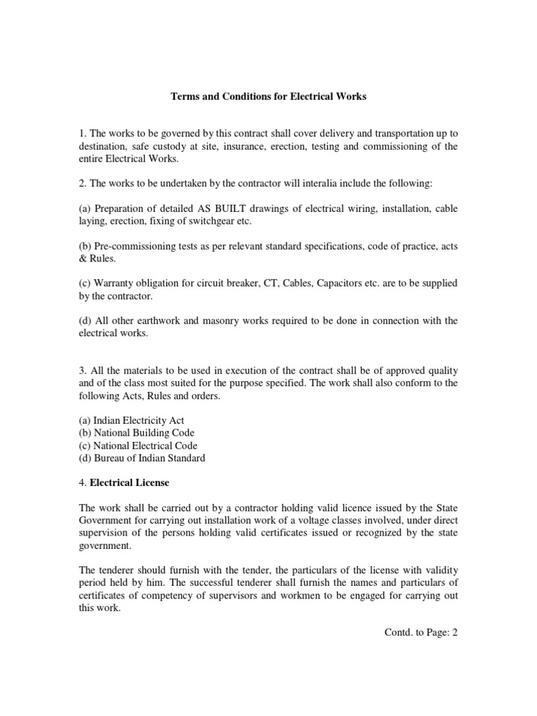 Tender Documents Electrical Works 385 13 Electricity Electrical