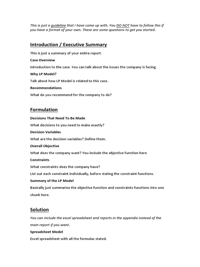 LP Model Guidelines and Recommendations | PDF