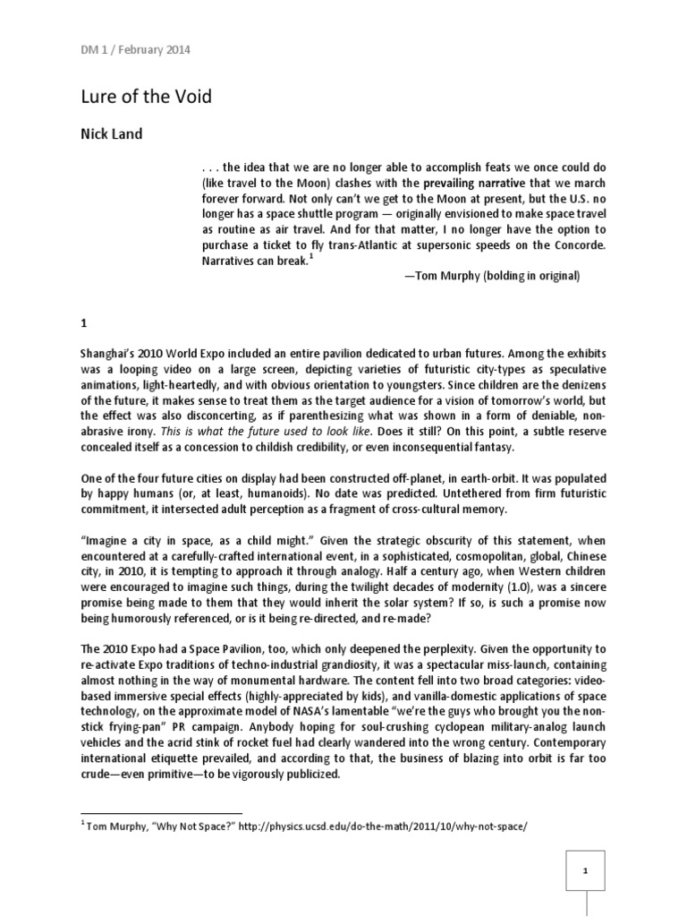 Nick Land - Lure of The Void, PDF, V 2 Rocket