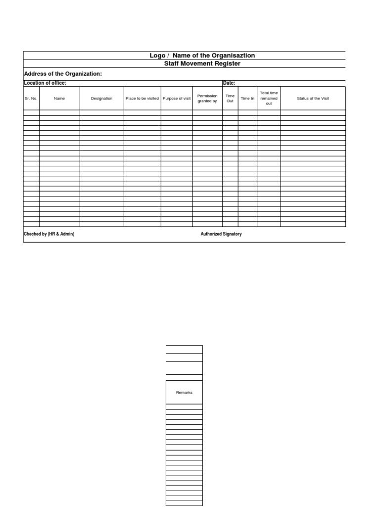 Movement Register In School Fill Online, Printable,