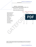 GATE 2014 - A Brief Analysis (Based On Student Test Experiences in The Stream of ME On 15th February, 2014 - Second Session)