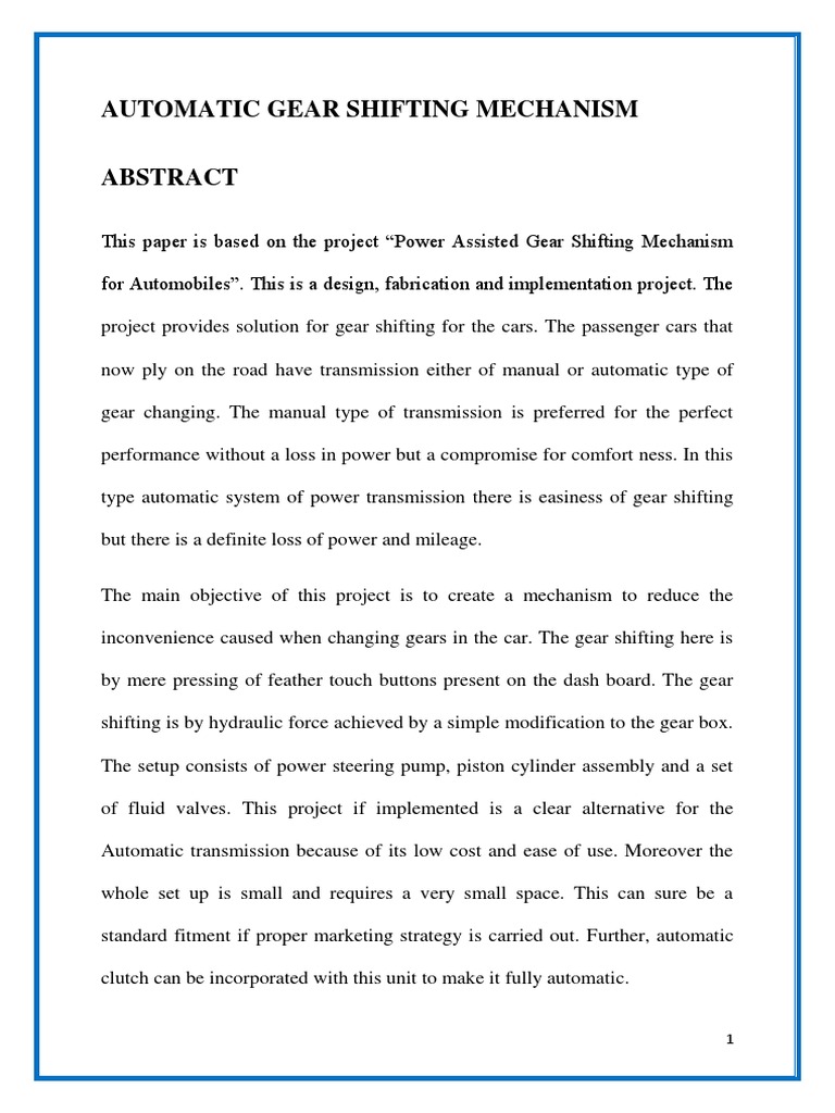 Automatic Gear Shift Mechanism PDF Automatic Transmission