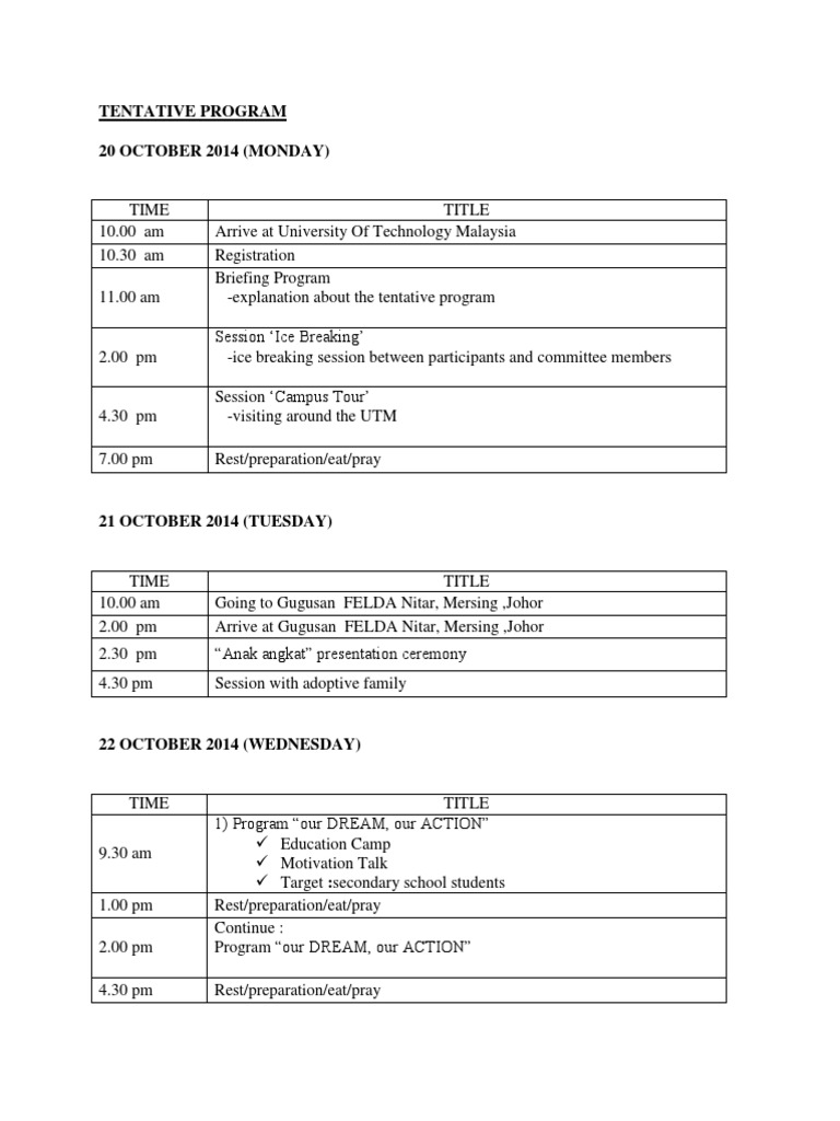 Tentative Program Pdf