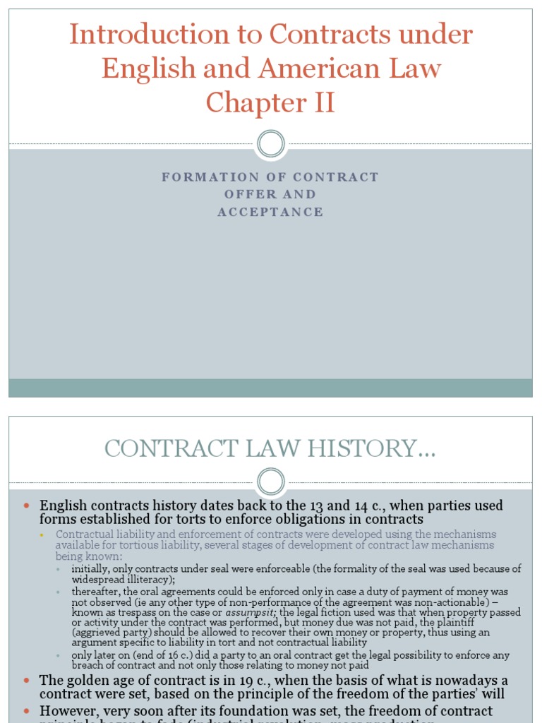 Formation Of Contract Offer And Acceptance Pdf Offer And