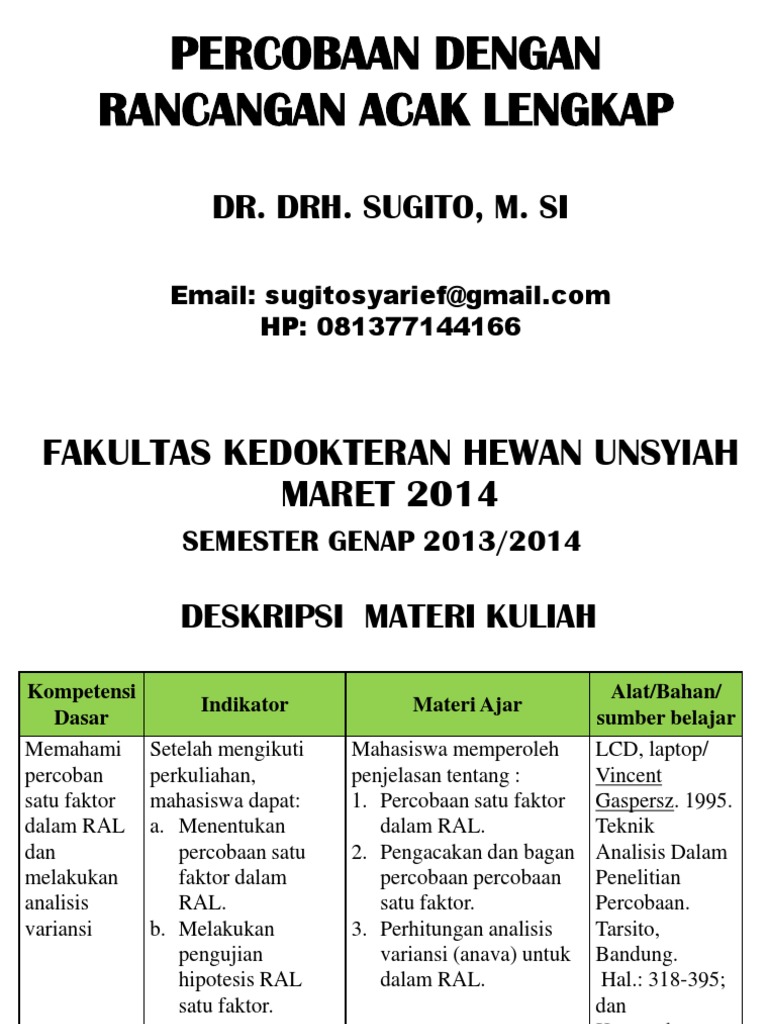 Analisis Variansi Rancangan Acak Lengkap | PDF