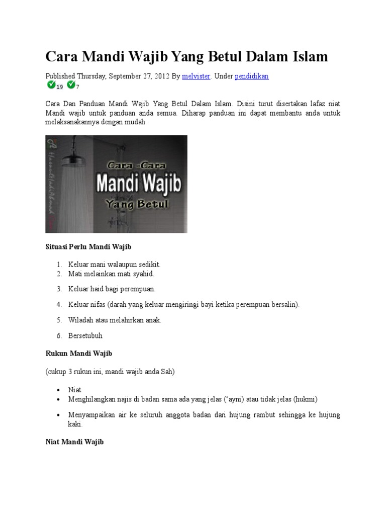 Cara Mandi Wajib Yang Betul Dalam Islam Pdf