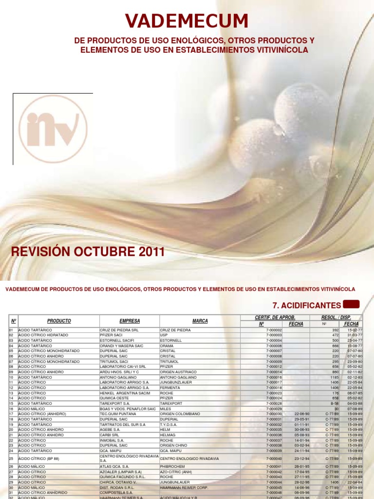 Vademécum de Productos Enológicos | PDF | Business