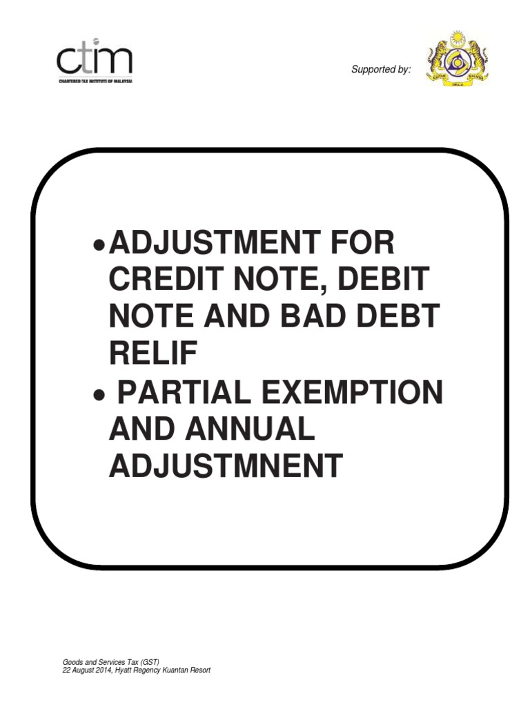 Adjustment For Credit Note, Debit Note and Bad Debt Relif and Annual