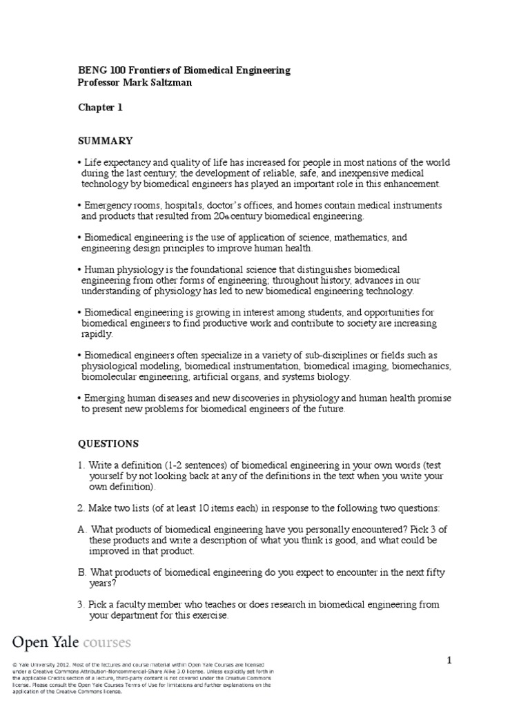 Beng100chapter1 1 | PDF | Biomedical Engineering | Engineering
