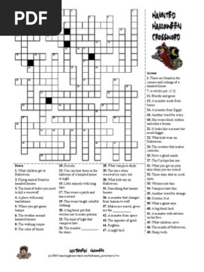 Ultimate Halloween Crossword Supernatural Legends