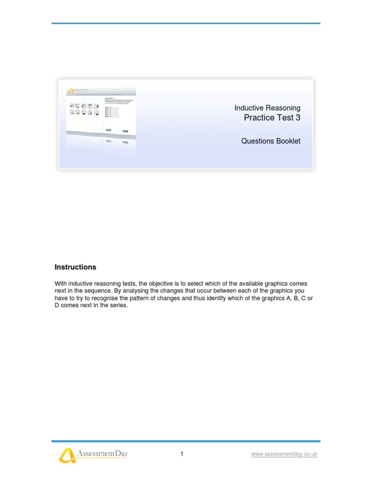 Inductive Reasoning Practice Test 3 | PDF