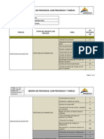 Mapeo de Procesos y Sub Procesos, Tareas - Diamantina