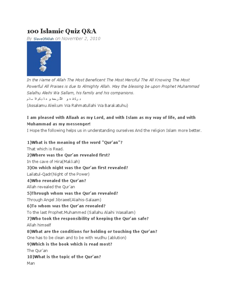 100 Islamic Questions and Answers | PDF | Surah | Prophets And ...