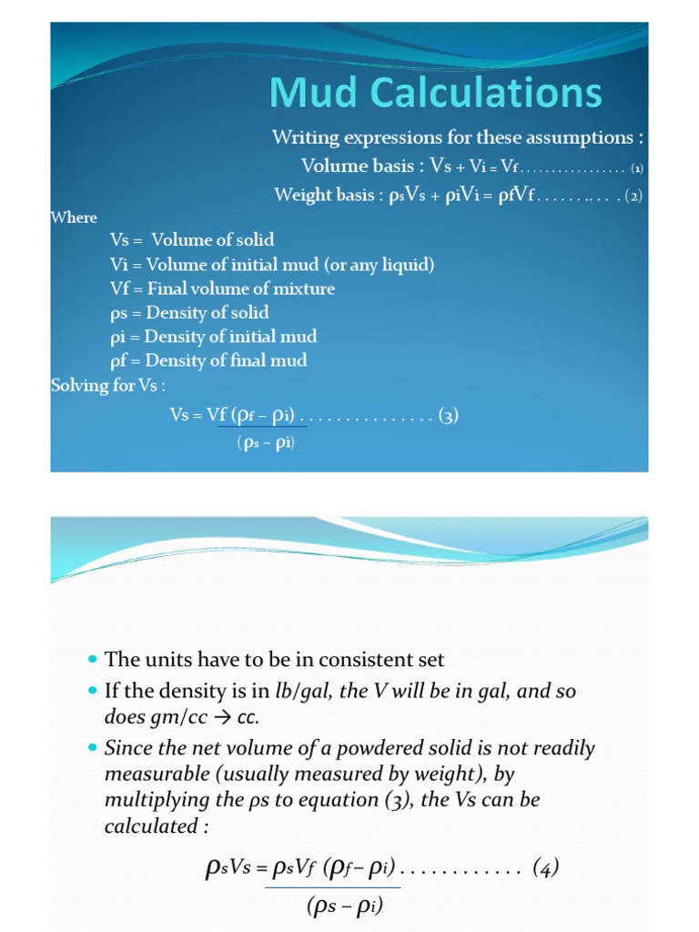 Mud Calculations PDF Density Barrel (Unit)
