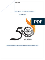 IIM Calcutta Summer Placement Report 2012