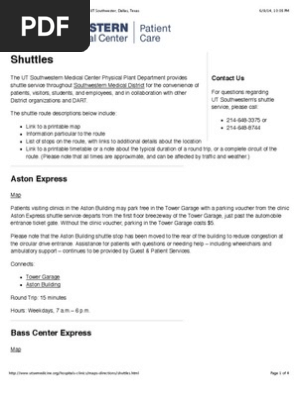 UTSW Shuttle Schedule
