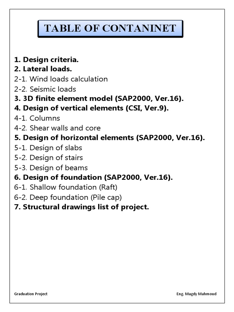 Structural Design and Analysis Project | PDF | Foundation (Engineering ...