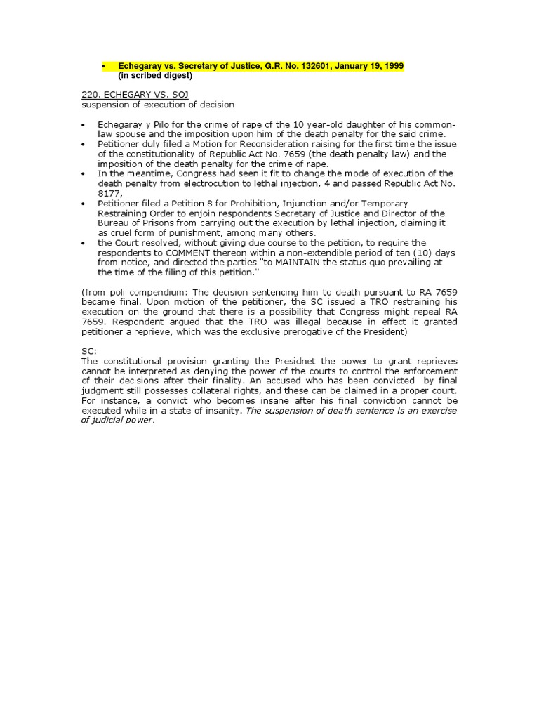 Echegaray vs secretary of justice pdf politics law