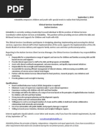 Clinical Services Coordinator BCBA September 2014