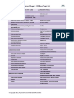 General Surgery Topic List