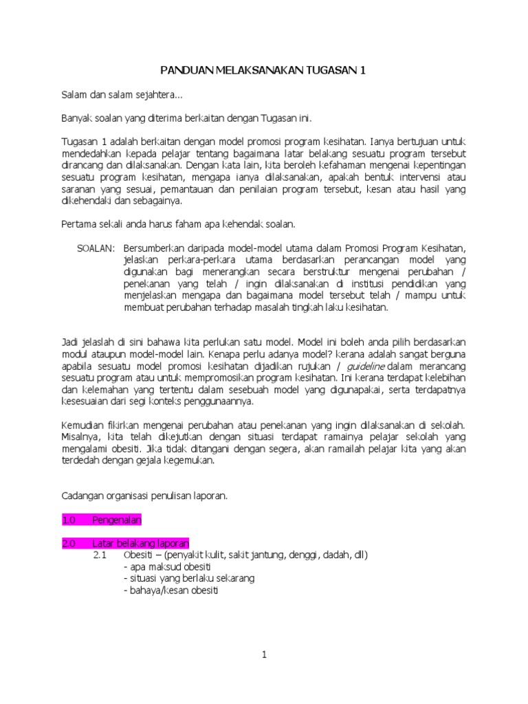 Tugasan 1 Panduan Pdf