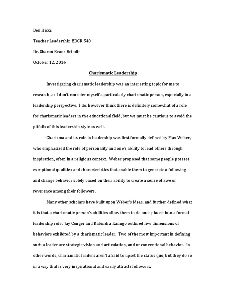 Charismatic Leadership | PDF | Charisma | Leadership
