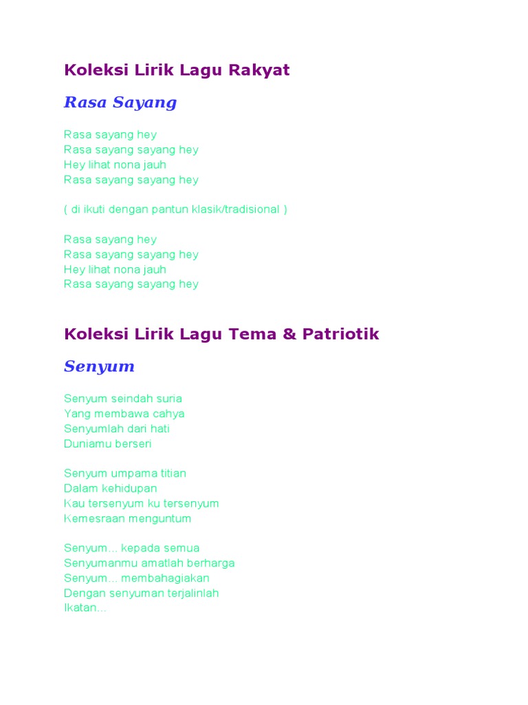 Koleksi Lirik Lagu Rakyat Pdf