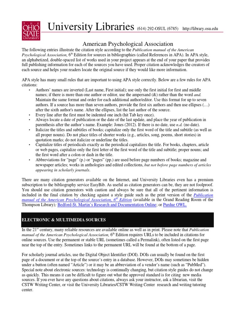 APA Citations Rules Citation Apa Style